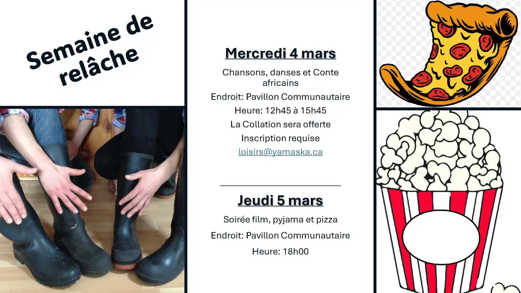 Municipalité de Yamaska | Semaine de relâche scolaire 2026