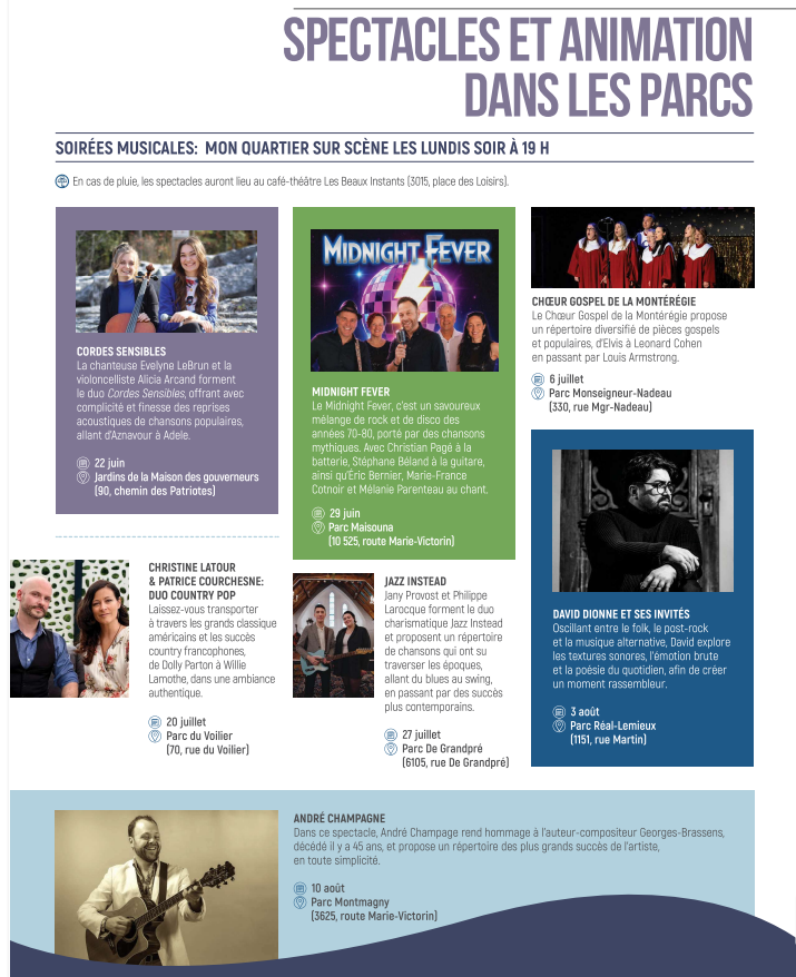 Sorel-Tracy – Spectacles et animation dans les parcs